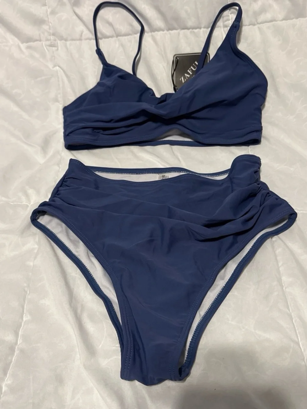 Zaful Navy Twist Bralette Bikini Set